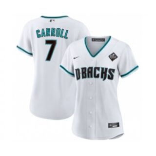 Women's Arizona Diamondbacks #7 Corbin Carroll White 2023 World Series Stitched Baseball Jersey