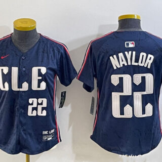 Women's Cleveland Guardians #22 Josh Naylor Navy 2024 City Connect Limited Stitched Jerseys