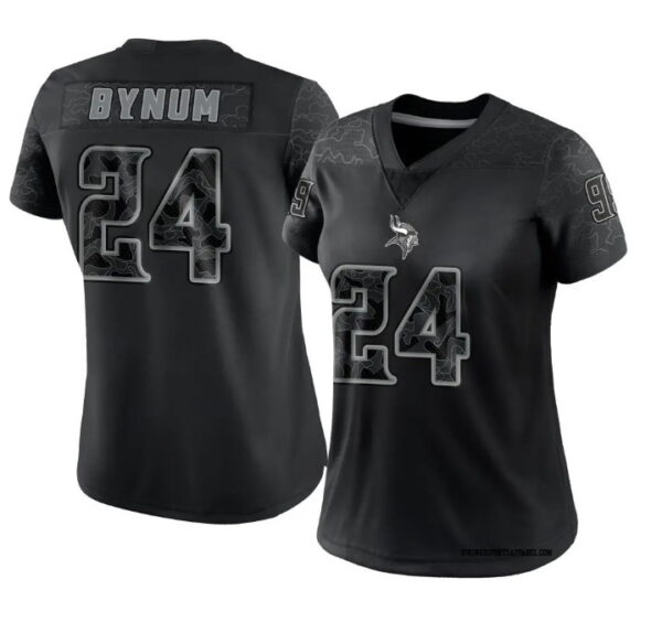 Women's Minnesota Vikings #24 Camryn Bynum Black Limited Reflective Jerseys