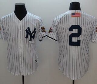 Yankees 2 Derek Jeter White 2001 World Series Cool Base Jersey