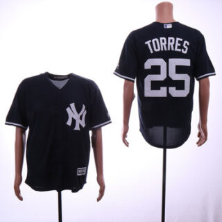 Yankees 25 Gleyber Torres Navy Cool Base Jersey
