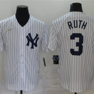 Yankees 3 Babe Ruth White Nike Cool Base Jersey