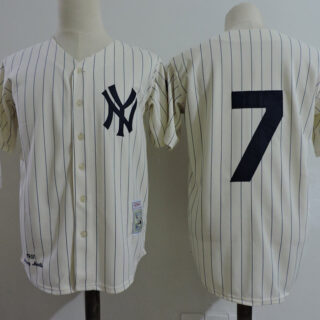 Yankees 7 Yoji Berra Cream 1951 Throwback Jersey