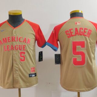 Youth American League #5 Corey Seager Cream 2024 All-Star Limited Stitched Jerseys