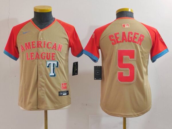 Youth American League #5 Corey Seager Cream 2024 All-Star Limited Stitched Jerseys
