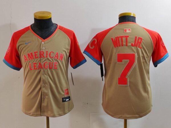 Youth American League #7 Bobby Witt Jr. Cream 2024 All-Star Limited Stitched Jerseys
