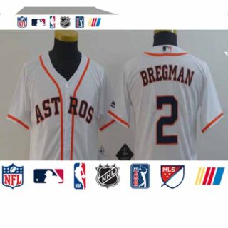 Youth Astros 2 Alex Bregman White Youth Cool Base Jersey