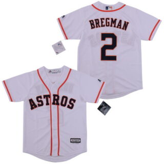 Women Astros 2 Alex Bregman White Youth Cool Base Jersey