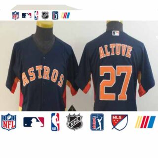 Youth Astros 27 Jose Altuve Navy Youth Cool Base Jersey