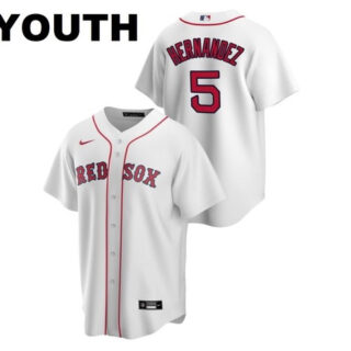 Youth Boston Red Sox #5 Enrique Hernandez White Jersey