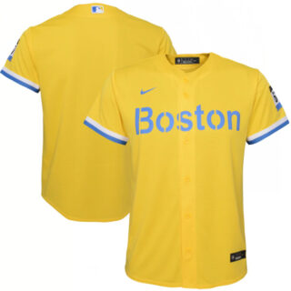 Youth Boston Red Sox Nike Gold Light Blue 2021 City Connect Team Jersey