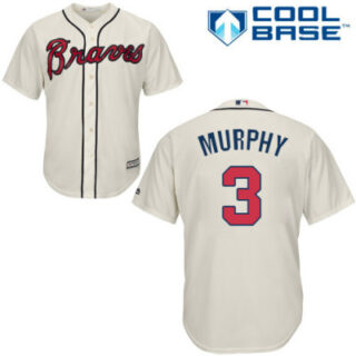 Youth Braves #3 Dale Murphy Majestic Cream Alternate 2 Cool Base Jersey