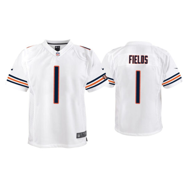 Youth Chicago Bears #1 Justin Fields White Jersey