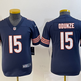 Youth Chicago Bears #15 Rome Odunze Navy 2024 Draft Vapor Stitched Jersey(Run Small)1