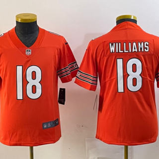 Youth Chicago Bears #18 Caleb Williams Orange 2024 Draft Vapor Stitched Jersey(Run Small) 1