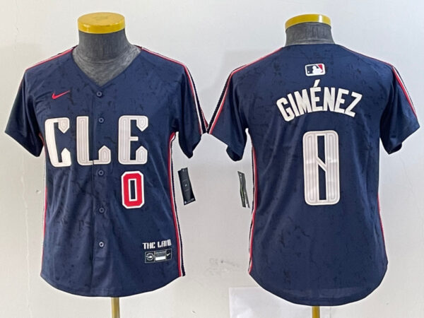 Youth Cleveland Guardians #0 Andrés Giménez Navy 2024 City Connect Limited Stitched Baseball Jerseys