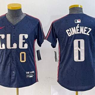 Youth Cleveland Guardians #0 Andrés Giménez Navy 2024 City Connect Limited Stitched Baseball Jerseys