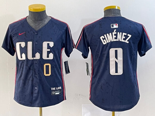 Youth Cleveland Guardians #0 Andrés Giménez Navy 2024 City Connect Limited Stitched Baseball Jerseys