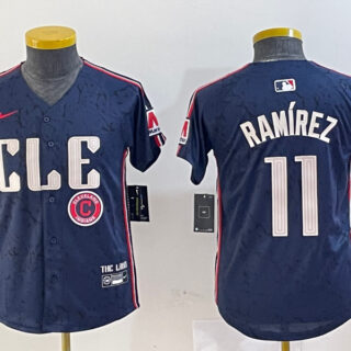 Youth Cleveland Guardians #11 José Ramírez Navy 2024 City Connect Limited Stitched Baseball Jerseys
