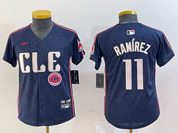 Youth Cleveland Guardians #11 José Ramírez Navy 2024 City Connect Limited Stitched Baseball Jerseys