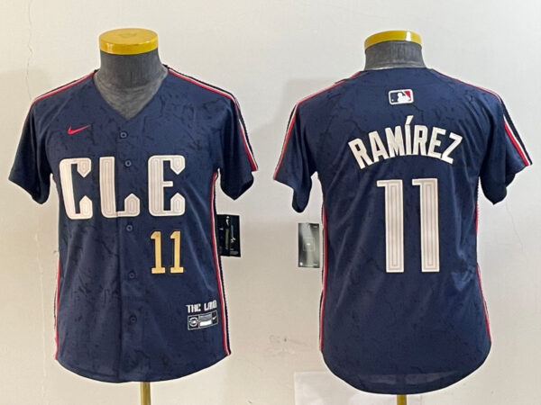 Youth Cleveland Guardians #11 José Ramírez Navy 2024 City Connect Limited Stitched Baseball Jerseys
