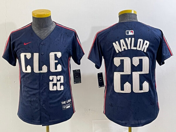 Youth Cleveland Guardians #22 Josh Naylor Navy 2024 City Connect Limited Stitched Jerseys