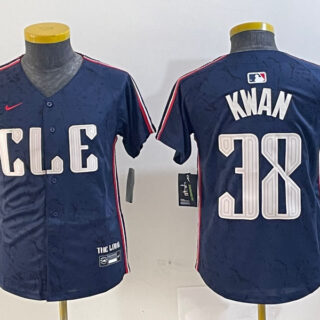 Youth Cleveland Guardians #38 Steven Kwan Navy 2024 City Connect Limited Stitched Baseball Jerseys