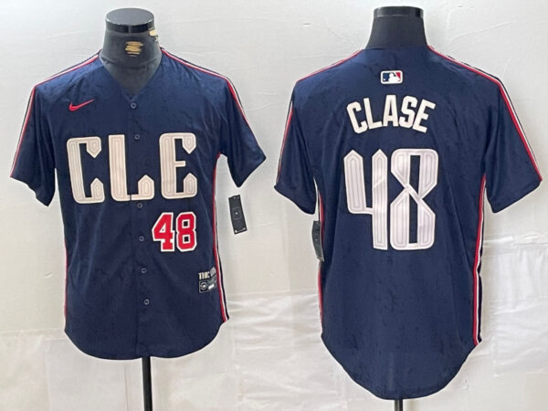 Youth Cleveland Guardians #48 Emmanuel Clase Navy 2024 City Connect Limited Stitched Baseball Jerseys