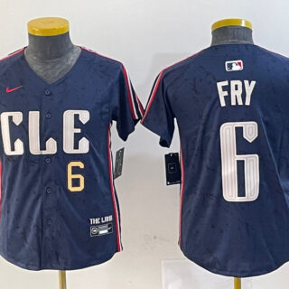 Youth Cleveland Guardians #6 David Fry Navy 2024 City Connect Limited Stitched Jerseys