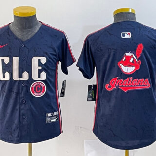 Youth Cleveland Guardians Team Big Logo Navy 2024 City Connect Stitched Baseball Jerseys