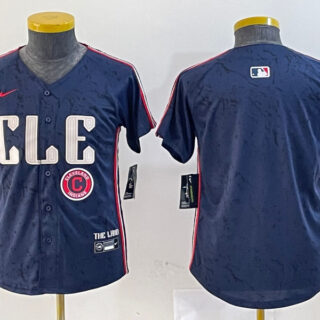 Youth Cleveland Guardians Team Big Logo Navy 2024 City Connect Stitched Baseball Jerseys