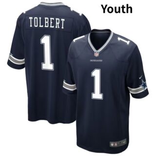Youth Dallas Cowboys #1 Jalen Tolbert Navy Blue Vapor Limited Jersey