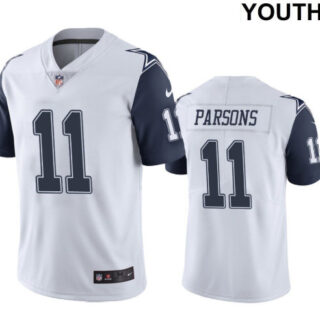 Youth Dallas Cowboys #11 Micah Parsons Jersey White Color Rush Jersey