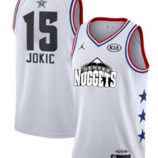 Youth Denver Nuggets 15# Nikola Jokic white Jordan Swingman 2019 All-star Game jersey