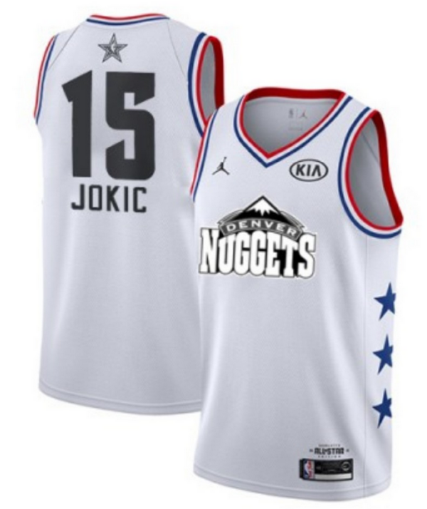 Youth Denver Nuggets 15# Nikola Jokic white Jordan Swingman 2019 All-star Game jersey
