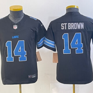 Youth Detroit Lions #14 Amon-Ra St. Brown Black 2024 F.U.S.E. 2nd Alternate Vapor Limited Stitched Jersey