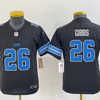 Youth Detroit Lions #26 Jahmyr Gibbs Black 2024 F.U.S.E. 2nd Alternate Vapor Limited Stitched jerseys