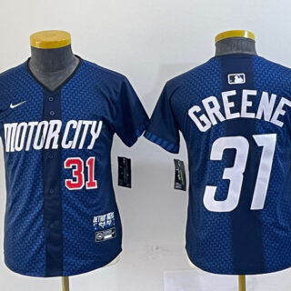 Youth Detroit Tigers #31 Riley Greene 2024 Navy City Connect Cool Base Limited Stitched Jerseys