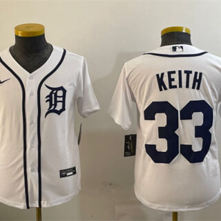Youth Detroit Tigers #33 Colt Keith White Cool Base Stitched Baseball Jersey