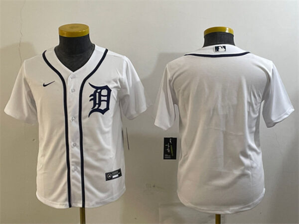 Youth Detroit Tigers Blank White Cool Base Stitched Baseball Jersey