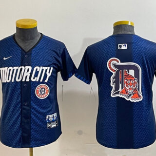 Youth Detroit Tigers Team Big Logo 2024 Navy City Connect Cool Base Limited Stitched jerseys
