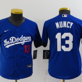 Youth Dodgers 13 Max Muncy Royal Youth 2021 City Connect Cool Base Jersey