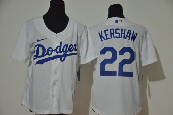 Youth Dodgers 22 Clayton Kershaw White Youth Nike Cool Base Jersey