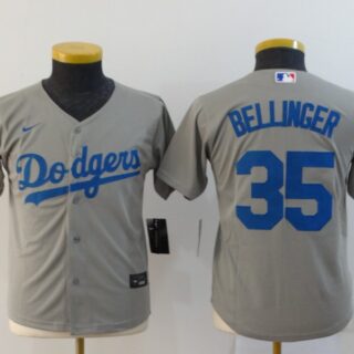 Youth Dodgers 35 Cody Bellinger Gray Youth 2020 Nike Cool Base Jersey