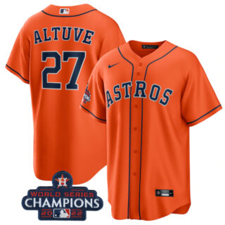 Youth Houston Astros #27 Jose Altuve Orange 2022 World Series Champions Stitched BaseballJersey