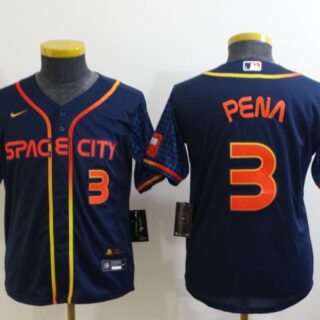 Youth Houston Astros #3 Jeremy Peña 2022 Navy City Connect Stitched Jersey