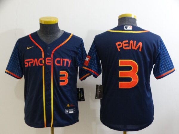 Youth Houston Astros #3 Jeremy Peña 2022 Navy City Connect Stitched Jersey