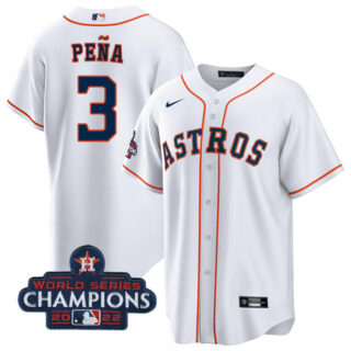 Youth Houston Astros #3 Jeremy PeNa White 2022 World Series Champions Home Stitched BaseballJersey