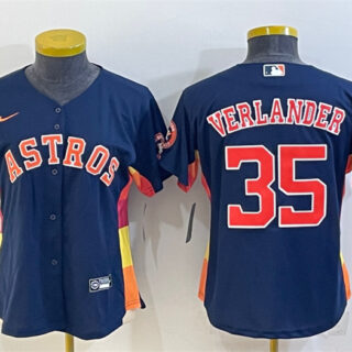 Youth Houston Astros #35 Justin Verlander Navy With Patch Cool Base Stitched Jerseys
