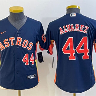 Youth Houston Astros #44 Yordan Alvarez Navy With Patch Cool Base Stitched Jersey